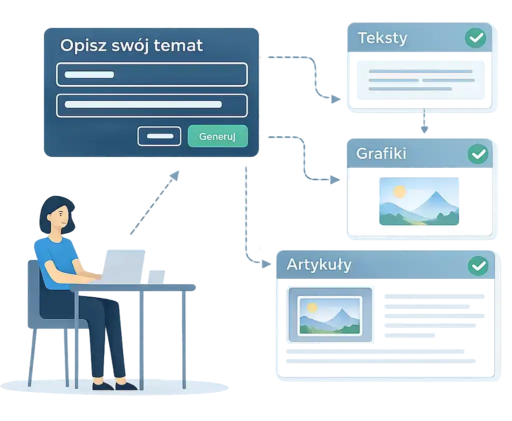 Congen 7 - Generowanie tekstów, grafik i obrazów AI - grafika poglądowa
